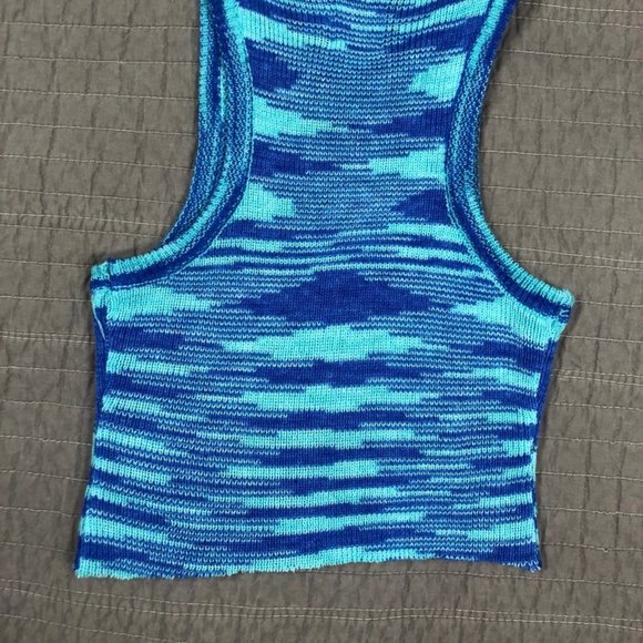 Princess Polly Knit Tank Blue Women 4 Raw Hem Sweater Cropped - Picture 16 of 16